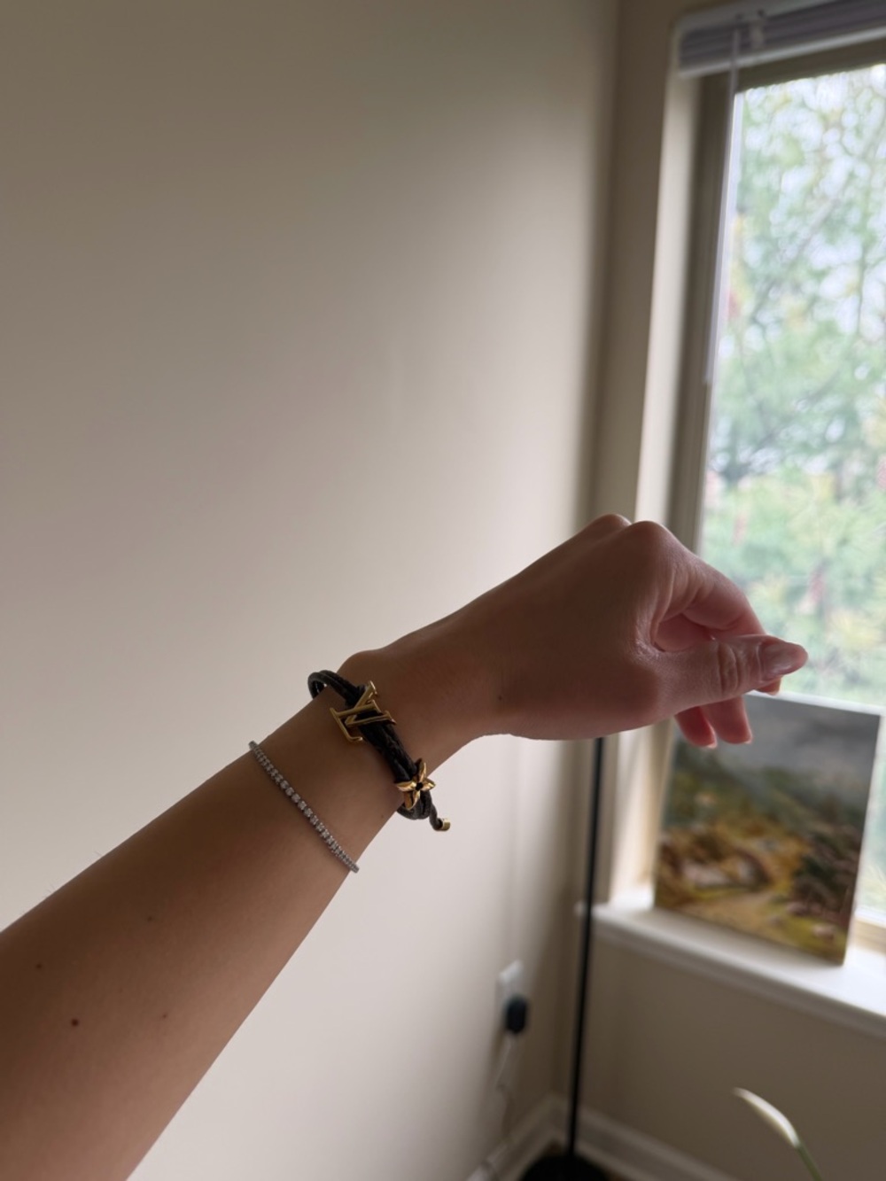 Louis Vuitton Dark Brown Braided Cord Bracelet with Gold LV Charm - Picture 2 of 3